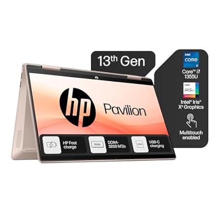 HP Pavilion x360, 13th Gen Intel Core i7-1355U (16GB DDR4, 512GB SSD) Microsoft 365* Office24, Win 11, Touchscreen, IPS,14-inch(35.6cm) Laptop, Iris Xe, Backlit, 5MP Camera,Rose Gold, 1.5kg, ek1152TU